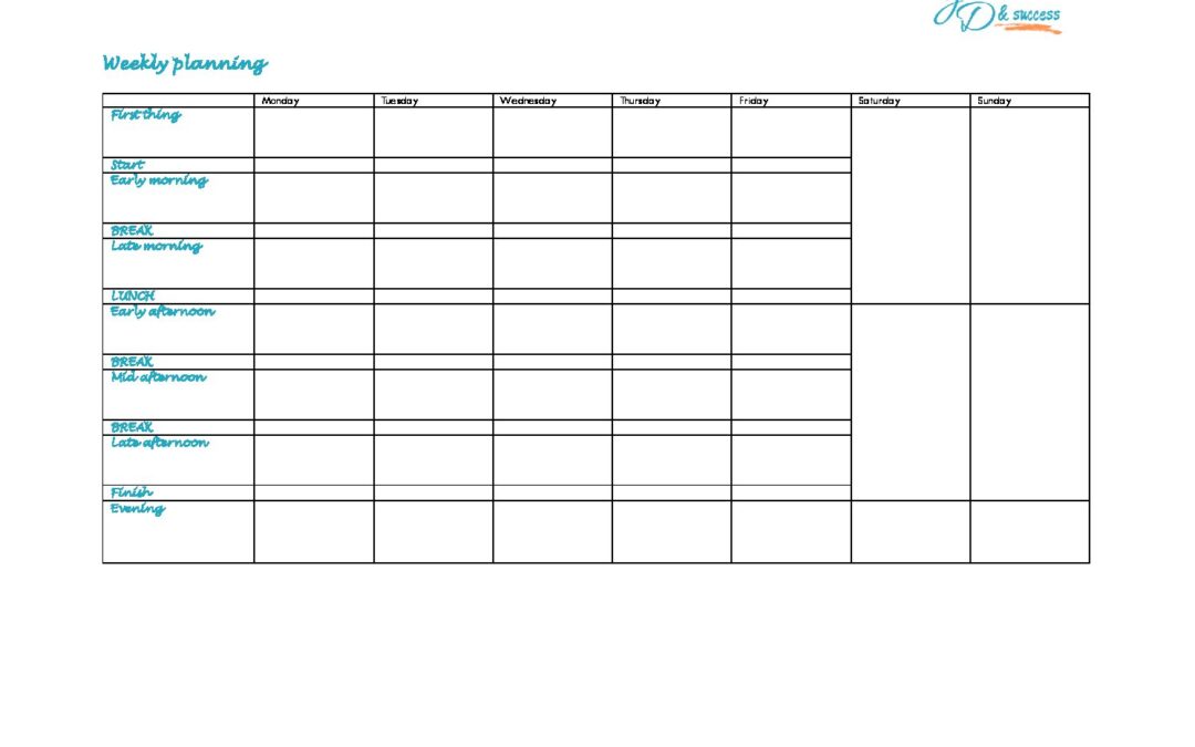 Weekly planning template